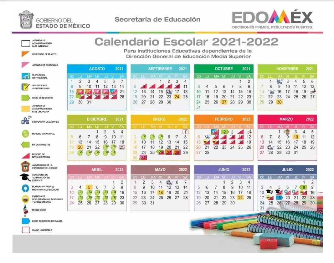 Calendario escolar Escuela Preparatoria Oficial 118